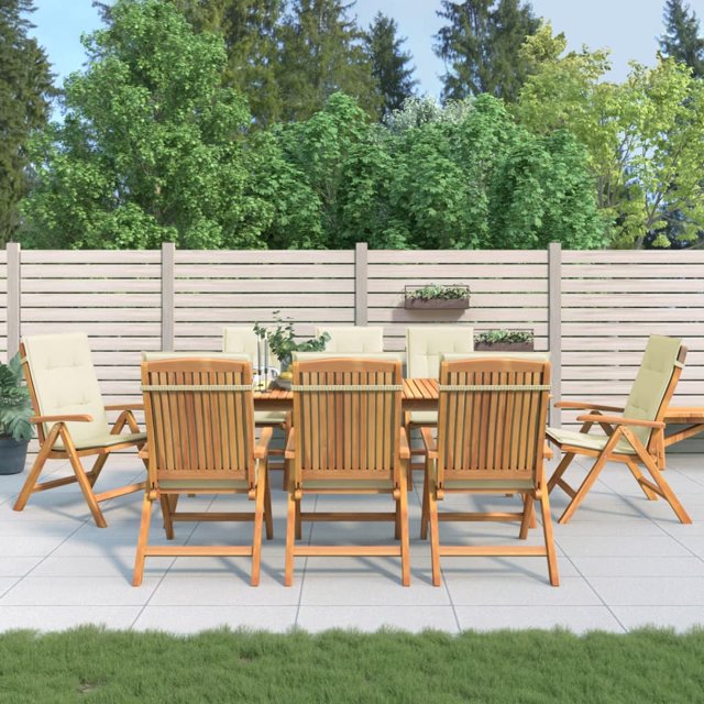vidaXL Chaises de Jardin Inclinables avec Coussins 8 Pcs Bois Massif Teck