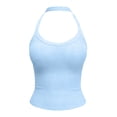 thumbnail image 5 of Women Tank Tops Round Neck Sleeveless Backless Summer Ribbed Fitted Cami Shirts, 5 of 6