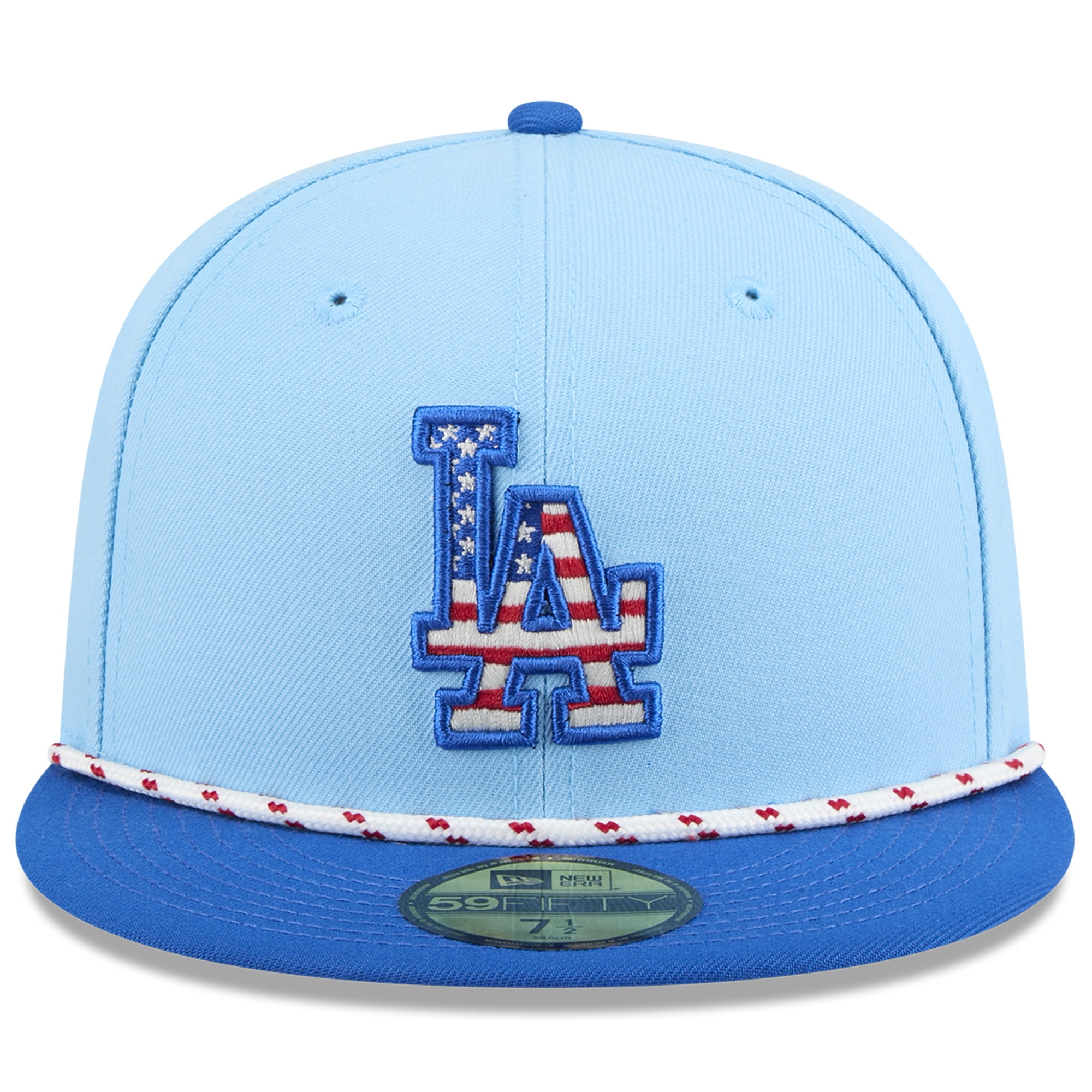 Men's New Era Light Blue/Royal Los Angeles Dodgers 2025 Fourth of July 59FIFTY Fitted Hat