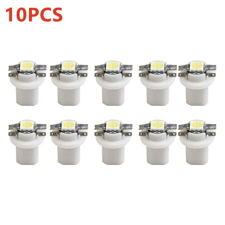 

10Pcs T5 B8.5D 5050 SMD White Car LED Dashboard Dash Lamp Instrument Light Bulbs