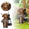 thumbnail image 3 of Sculptural Outdoor Cow Garden Statue with LED Light Handmade Resin Farmhouse Yard Ornament for Patio and Terrace, 3 of 6