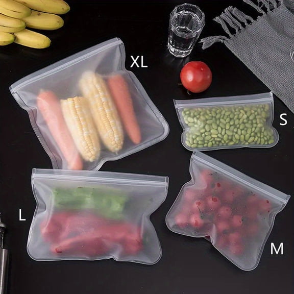 1pc Reusable Silicone Food Bags - Leak Proof, Fresh-Keeping, BPA Free, Self-Sealing, Fruit And Vegetable Freezer Bags, Stand Up Fresh Wrap, Ziplock Bag For Sandwich, Lunch, Meat, Sealed Sub-packaging