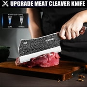 MDHAND 4-Piece Butcher Knife Set, High Carbon Stainless Steel, Wooden Handle, with Sheaths and Sharpening Rod