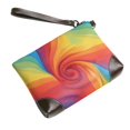 thumbnail image 3 of Leather Clutch 8 X 5. 5 In Wrist Strap And Hand Bag Easy To Carry Lightweight Waterproof And Durable Red Tie Dye Background Rainbow Colors (2), 3 of 6