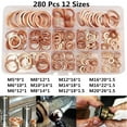 thumbnail image 1 of 280pcs Set Car Drain Bolt Crush Washer Copper Oil Plug Gasket Seal Ring, 1 of 1