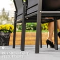 thumbnail image 4 of Set of 2 Stackable Outdoor Garden Dining Chairs, Rust-Resistant Steel Frame with Breathable Texteline Fabric, Armrests, Dark Grey, for Patio, Balcony, Backyard, 22"x22.8"x35", 4 of 7