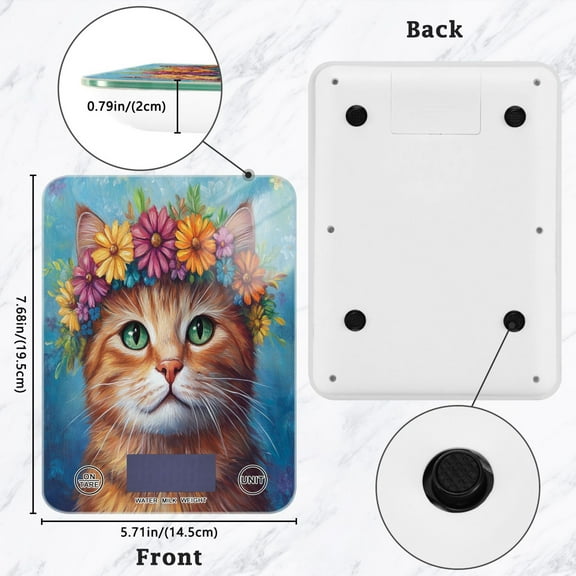 BZSMCE Digital Food Scale Kitchen Scales Creatively Whimsical Whiskers Pattern Baking Cooking Keto and Meal Prep, with LCD Display