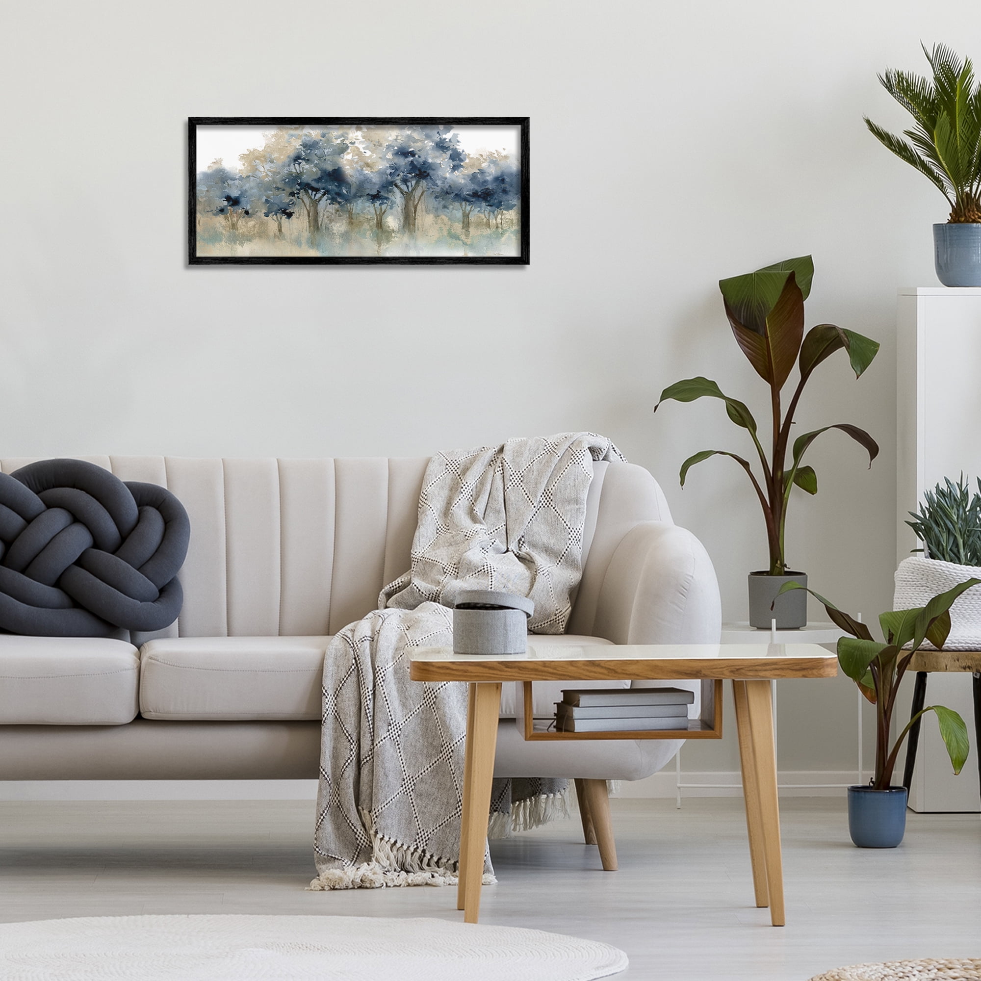Stupell Industries Indigo Woodland Watercolor Study Black Framed Giclee Art, design by Carol Robinson