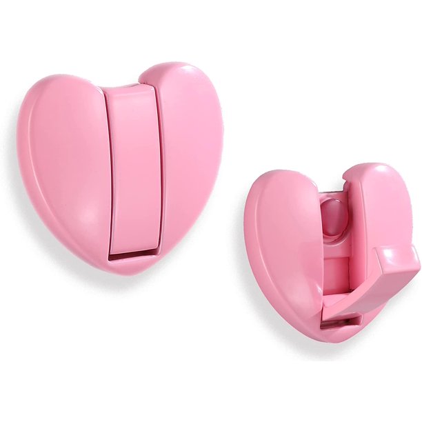 CHAO Ganchos de pared plegables Hideaway - (Corazón*2 unidades, rosa) Ganchos de pared resistentes con forma de corazón de aluminio espacial - Ganchos retráctiles para colgar abrigos, bufandas, sombre