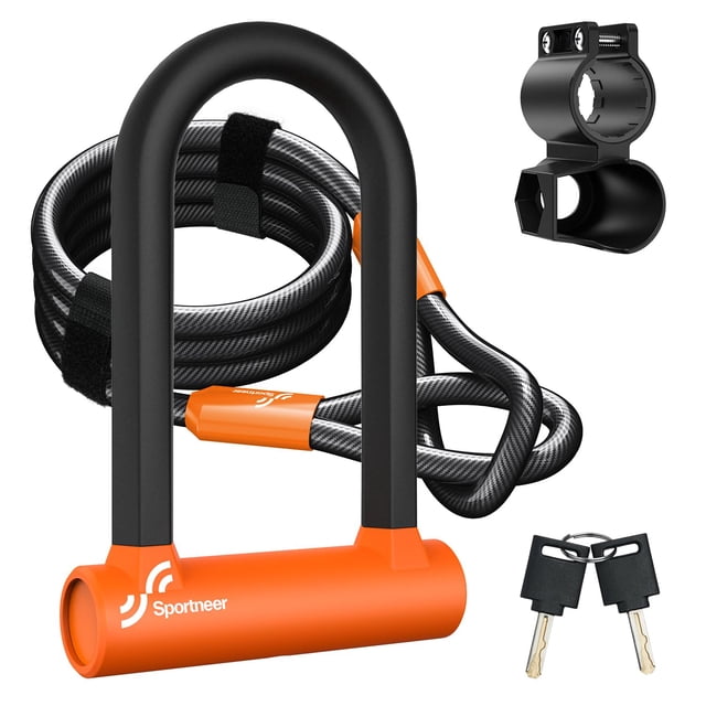 Bike U Lock Sportneer Heavy Duty Antirrobo con cable de 1,5 m