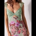 thumbnail image 4 of Vestidos Largos de Verano Y2K con Encaje, Retazos, , Estampado Floral, Escote Corazón, Espalda Descubierta y Abertura para Mujer Verde S, 4 of 7