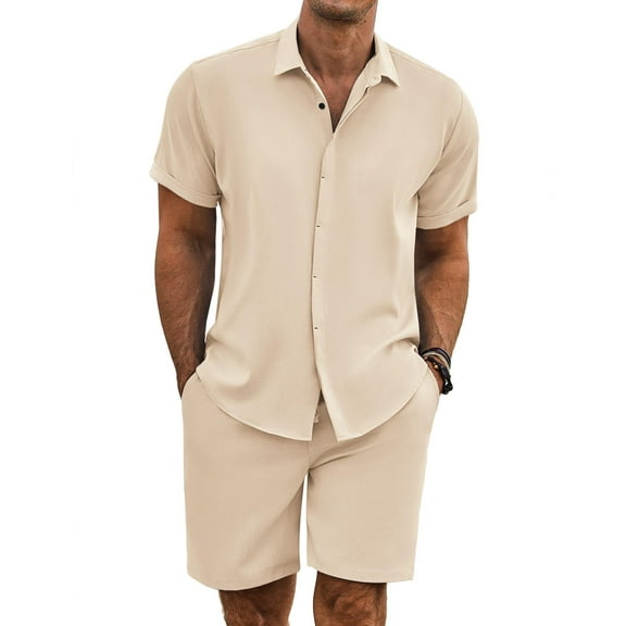COOFANDY Beach Outfit for Men Matching Shorts and Shirt