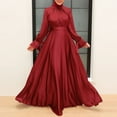 thumbnail image 2 of ZANZEA Women Ruffles Flare Long Sleeve O-Neck Solid Irregular Hem Muslim Casual Party Maxi Long Dress, 2 of 5