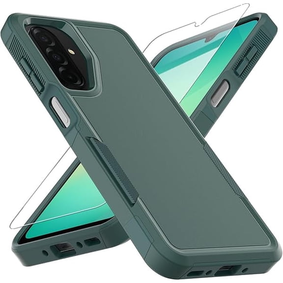 for Galaxy A17 5G Phone Case,[Military Grade Drop Tested] with Screen Protector, Dual Layer Protective Heavy Duty Cell Phone Cover Non-Slip Shockproof Rugged Case for Samsung A17 5G (Dark Green)
