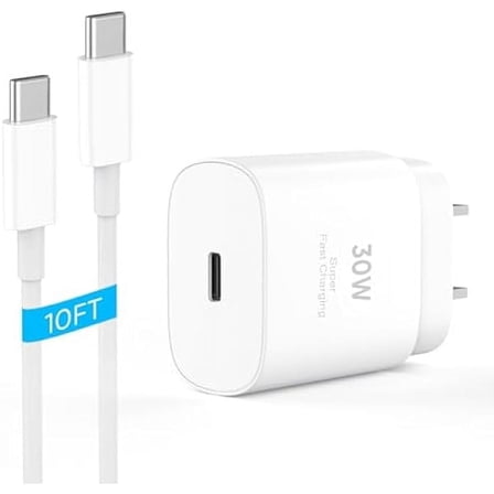 iPhone 17 16 15 Charger Fast Charging 10FT Cable, 30W USB C Charger Block for i Phone 15 16 16e 17 Air Plus Pro Max/iPad Pro/AirPods, PD USBC Power Adapter Wall Plug & Long Type C to C Cord