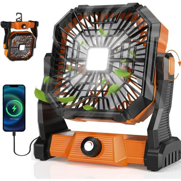 Portable Camping Fan,20000mAh Rechargeable Battery Powered Fan with LED Lantern, USB-C Battery Operated Fans,Ultra Quiet, for Outdoor Indoor Use,Travel, Tent,Beach, Picnic,Barbecue, Fishing,Home