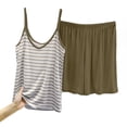 thumbnail image 6 of Ayolanni Womens Pajamas Sets 2 Piece Soft Sleeveless Cami Tops and Shorts Pjs Comfy Striped Summer Loungewear Sleepwear Sets XXL, 6 of 6