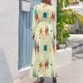 thumbnail image 3 of Vestidos largos retro Atomic Burst y Mid Century Modern en naranja, azul y crema, trajes de playa para mujeres, 3 of 5