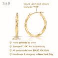 thumbnail image 3 of Tilo Jewelry 10K Yellow Gold Twisted Round Hoop Earrings with Diamond-Cut Engraving | 25mm - 1 Inch | Everyday Earrings for Women & Unisex, 3 of 11