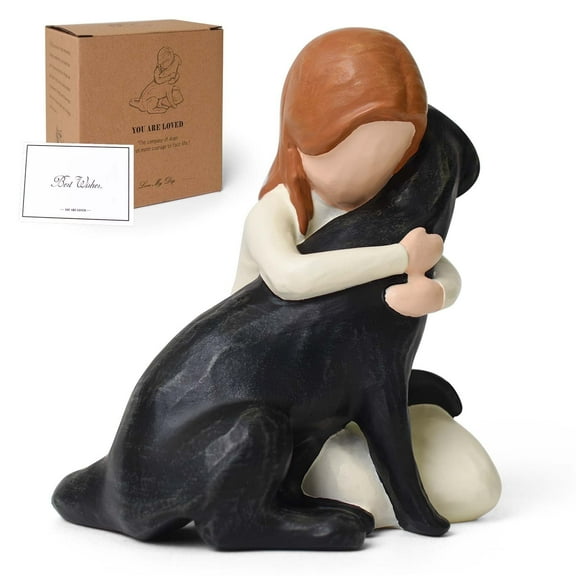 Lnrkai Black Dog Figurines Statues, Memorial Sympathy Gift for Pet Loss, Hand-Sculpted Resin Labrador, Comforting Remembrance Ornament to Dogs Owners