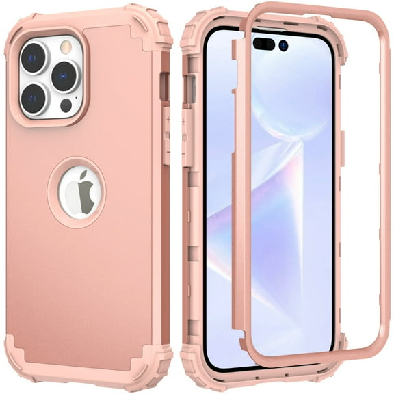 for iPhone 12 Pro Max Back Case, Phone Case Heavy Duty 2 in 1 Rugged Shockproof Protection Hybrid Hard PC Bumper Drop Protective Silicone for Girls Women Boys Men for iPhone 12 Pro Max, Rosegold