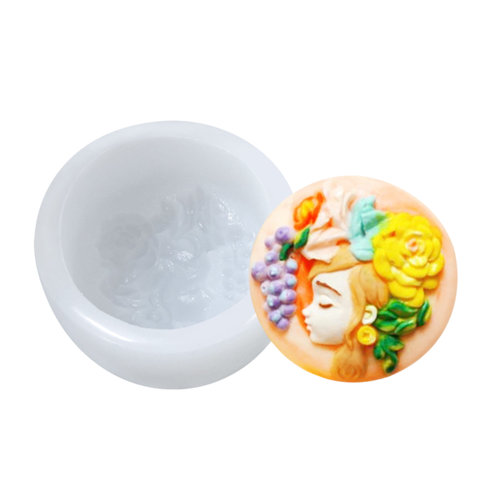 Silicon Mould for Plaster Craft Soap Making Happy tree pattern round soap mold