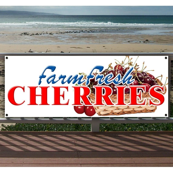 Cherries 13 oz Vinyl Banner With Metal Grommets