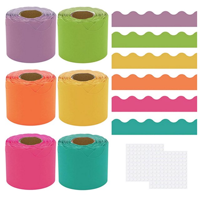 Transemion Lot de 6/lot Bordure Ondulée pour Décorations de Classe Scolaire 10m B