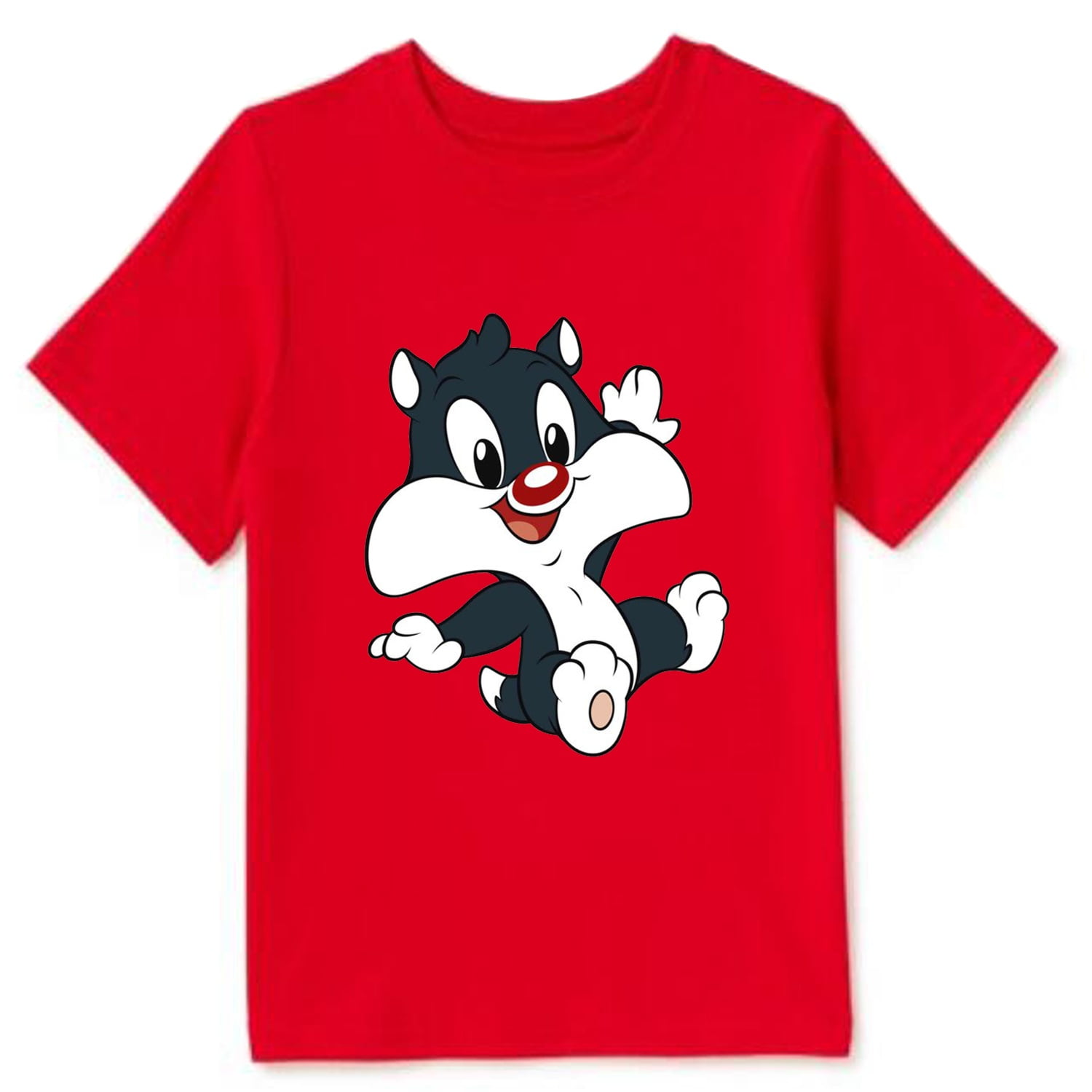 Scoop Girls Cat for Tees Girls Cotton Neck Looney Sylvester Relaxed Baby T-Shirts Short Kids Boys Gift Tunes Cartoon Sleeve Tops Casual