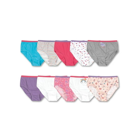 Hanes Girls Tagless Brief Underwear, 10 Pack Panties (Little Girls & Big