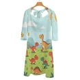 thumbnail image 6 of Cute Dinos in Sunny Field Womens Summer Dress Tie Back A Line Flare Dress, 6 of 9