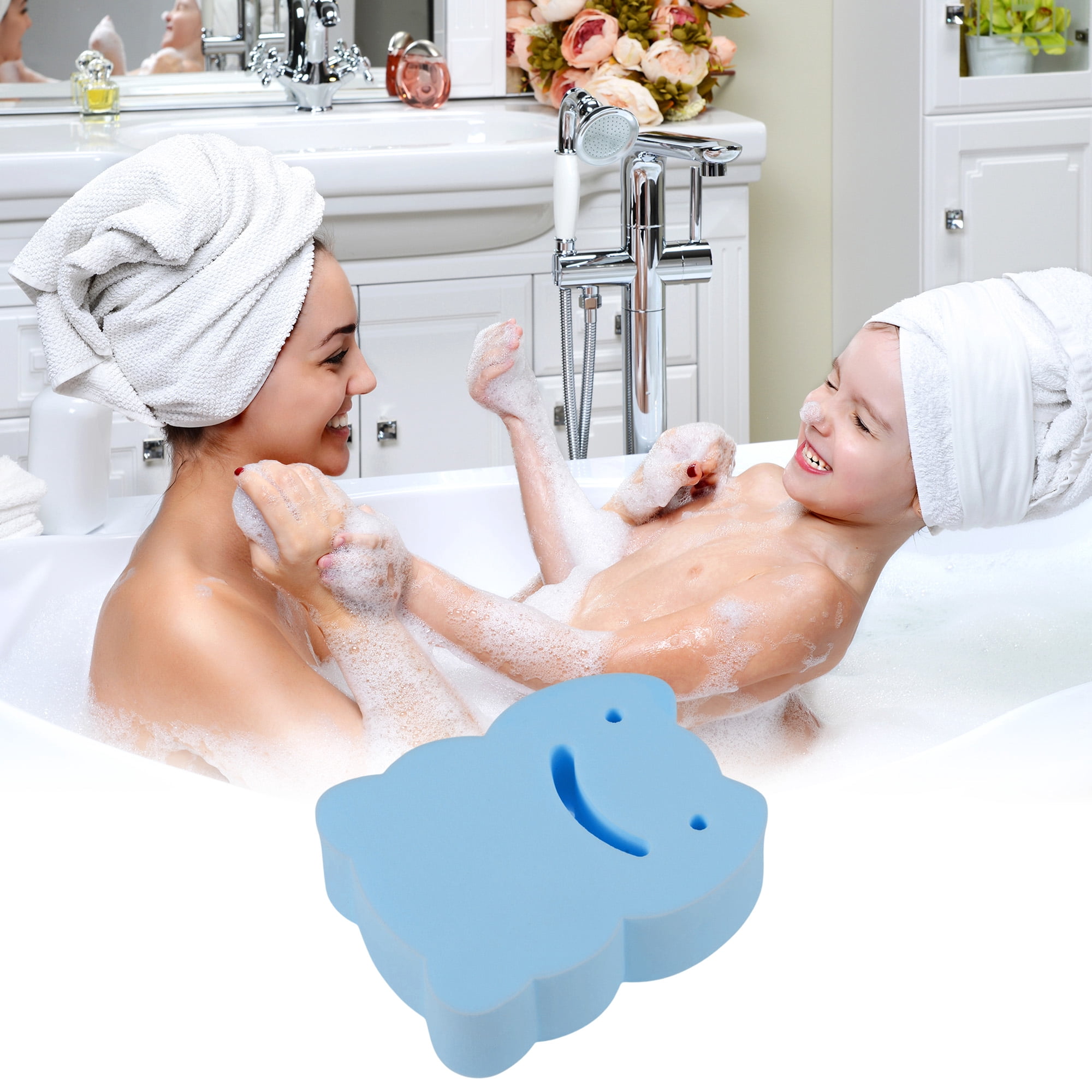 Unique Bargains Cartoon Frog Shape Sponge Blue