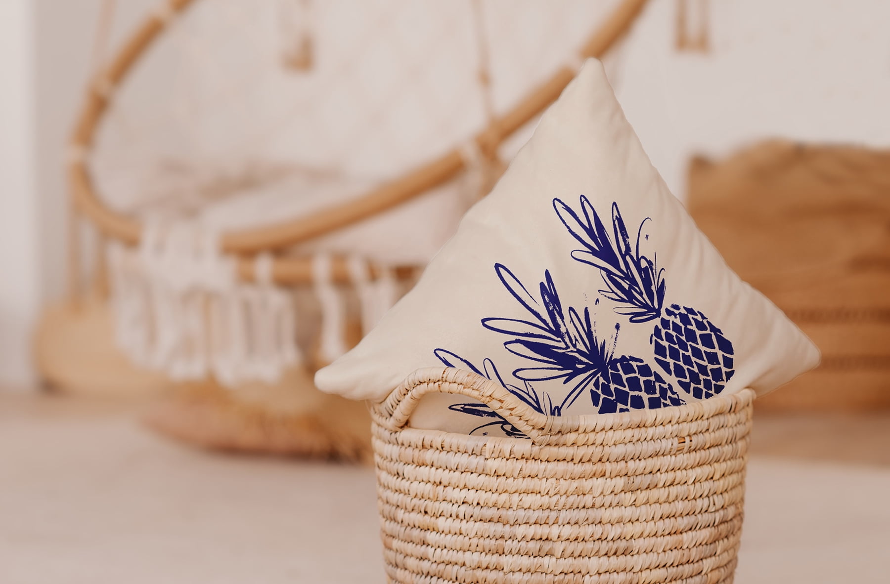 Simply Daisy 26" x 26" Pineapples Decorative Throw Pillow, Indigo Blue