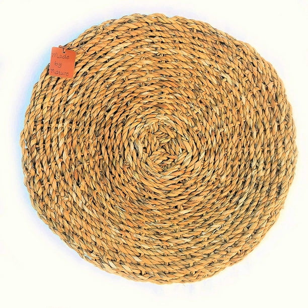 Made By Nature Round Woven Seagrass Placemats, Set of 2, Chunky Weave