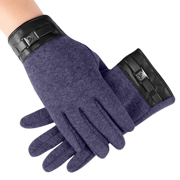 Gloves for Women Men Velvet Screen Plus Velvet Warm Gloves Blue One Size