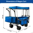 thumbnail image 6 of VECUKTY Collapsible Garden Wagon Cart with Removable Canopy Blue, 6 of 9