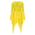 thumbnail image 5 of iiniim Women Shiny Sequins Patchwork High Low Praise Dance Dress Clothes Yellow L, 5 of 7