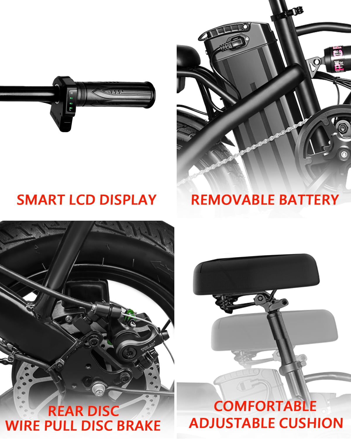 14" Foldable Electric Bike for Adults, Commuter E-Bike with 500W Peak Motor, 48V 12Ah Removable Battery, 20 MPH 32 Miles Range,UL 2849 Certified