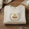 thumbnail image 2 of Floral Sacred Heart Embroidered Sweatshirt, Metallic Gold Sweater, Catholic Faith Apparel, Gift for Her, Christian Clothing, 2 of 5