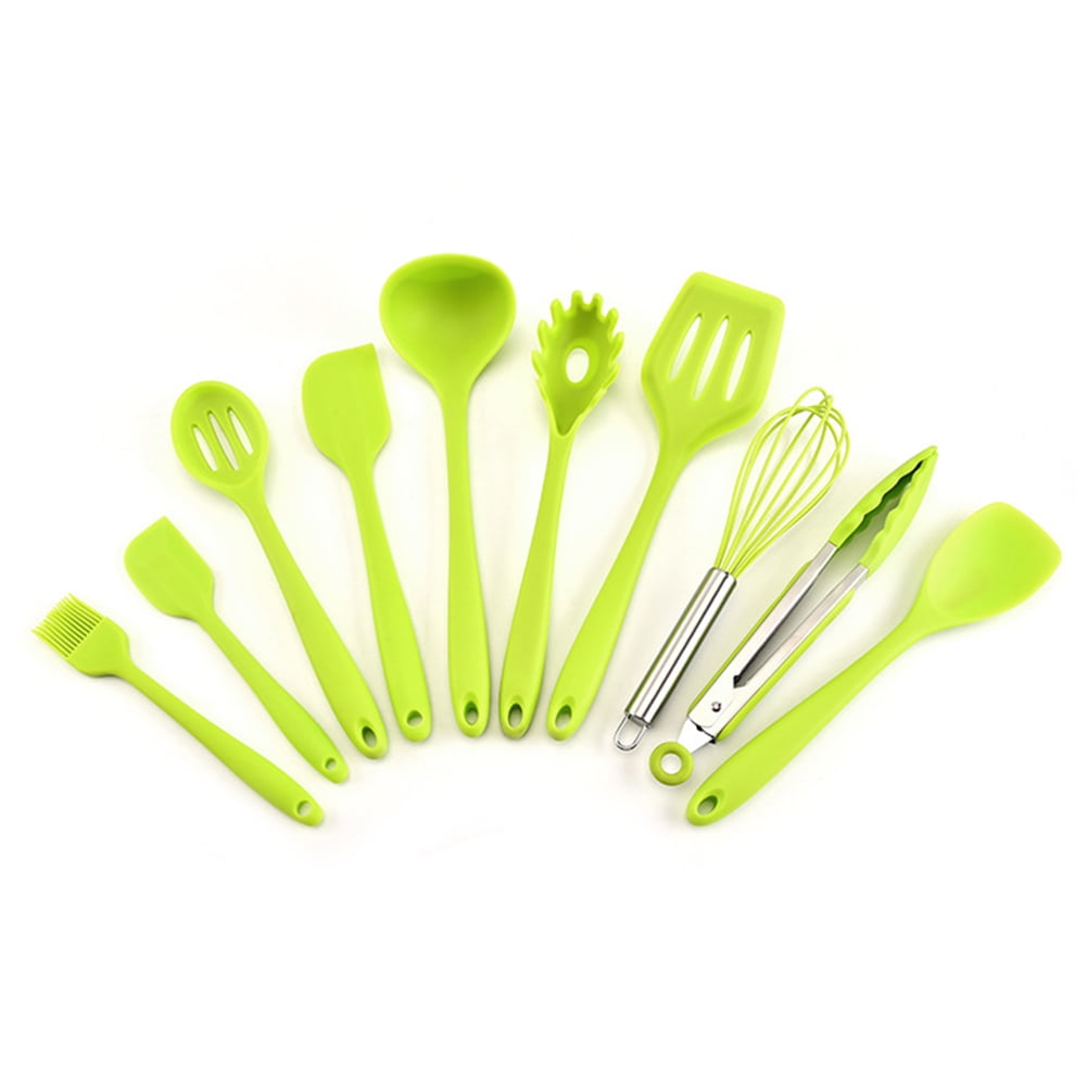 10pcs Silicone Heat Resistant Kitchen Cooking Utensils Baking Tool Green 10pcs Silicone Heat Resistant Kitchen Cooking Utensils Baking Tool Green