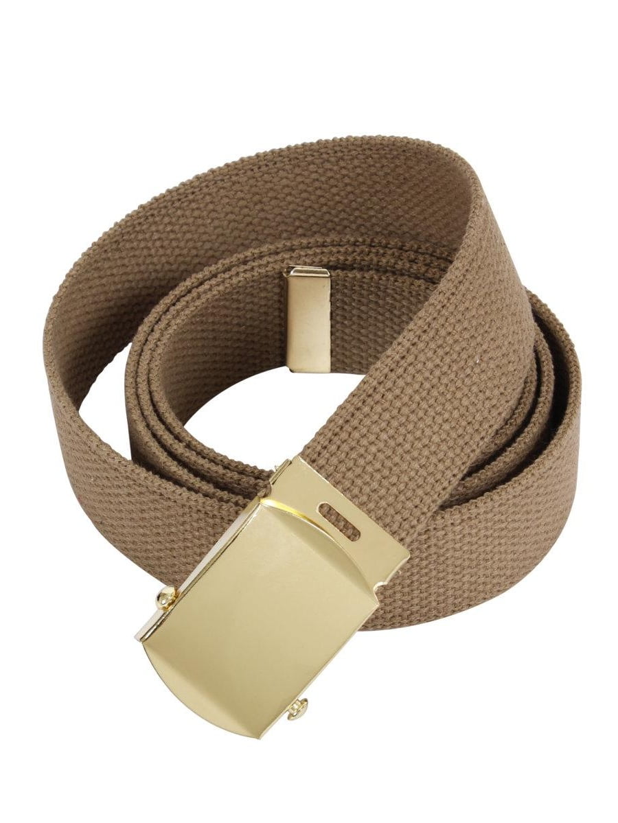 Cotton Military Web Belt with Brass or Chrome Buckle
