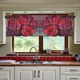 thumbnail image 3 of Wobogo Deep Red Roses Kitchen Curtains 2 Piece Set Symmetrical Design Light Filtering Small Window Drapes Suitable for Bathroom Laundry Room and RV 57x36in, 3 of 9