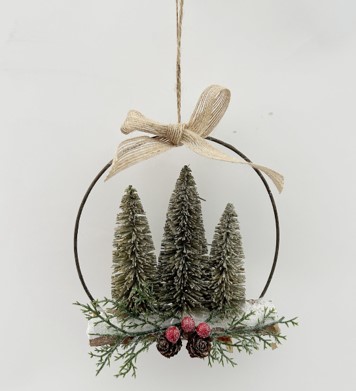 Frosted Mini Bottle Brush Trees Christmas Ornament - 7"