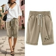 thumbnail image 2 of Ketyyh-chn99 Summer Clothes for Women Summer Outfits Womens Comfy Drawstring Casual Waist Pocketed Loose Shorts Pants Khaki,S, 2 of 3