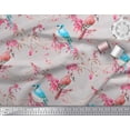 thumbnail image 2 of Soimoi Gray Cotton Voile Fabric Red Berries & Bulbul Bird Print Fabric by Yard 58 Inch Wide, 2 of 3