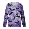 thumbnail image 4 of Arlun,Halloween Sweatshirts for Women 2025 Plus Size Cute Pumpkin Graphic Funny Letter Printed Loose Sweatshirt Casual Crewneck Long Sleeve Trendy Halloween Tops Purple3 XL, 4 of 4