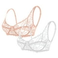 thumbnail image 2 of FUNUONY Hot Sale!! Lace Bralettes for Women No Underwire Triangle See Thru V Neck Unpadded Bra 2 Pack Lace Underwear Underwired Women's Charmming Bra 2Pc Clear 38, 2 of 9