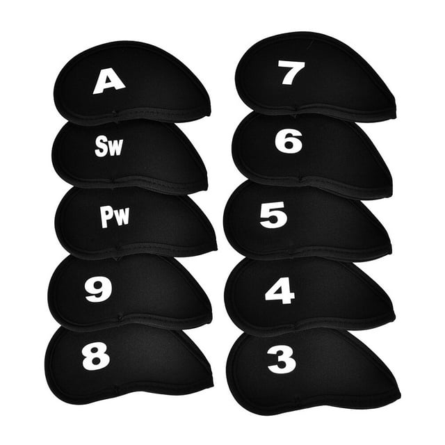 10Pcs Golf Iron Head Covers ,Durable Neoprene Golf Iron Club Cue Head Protect Cover with Numbers Letters Golf Accessories
