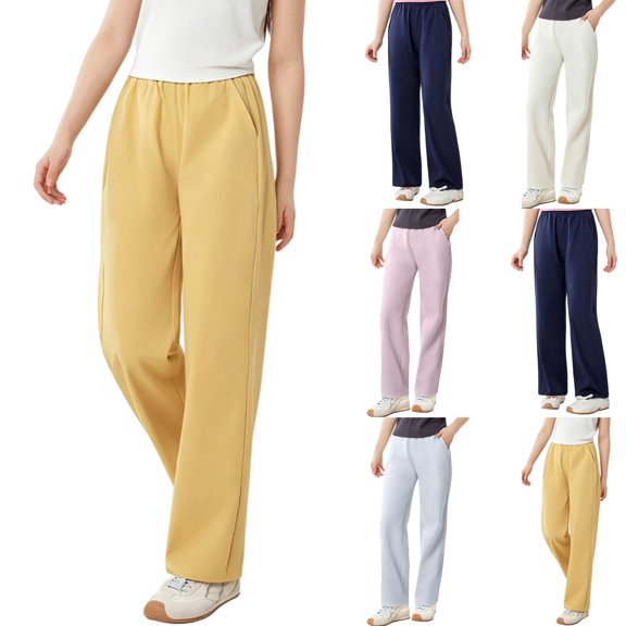 jiaxiM Girls Sweatpants Loose Fit Casual Elastic Waisted Straight Leg Lounge Pants with Pockets Workout Baggy Yoga Pants 4-16Y