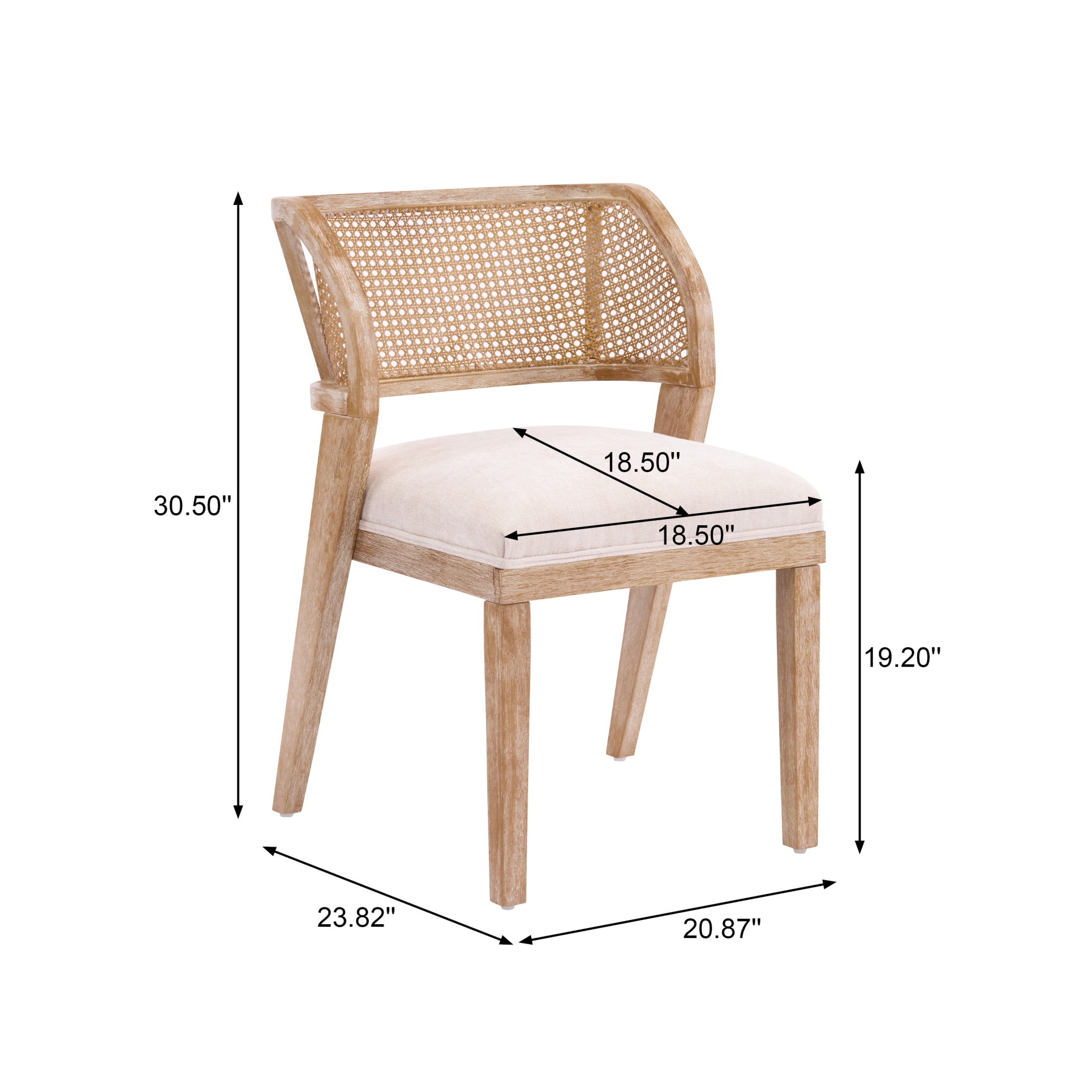 Christopher Knight Home Vintage Rattan Back Dining Chairs Set of 2, Natural Rubberwood Frame, Beige Seat
